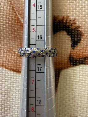 14k WG  Blue Yellow Sapphire Pavé Eternity Band (missing a stone)